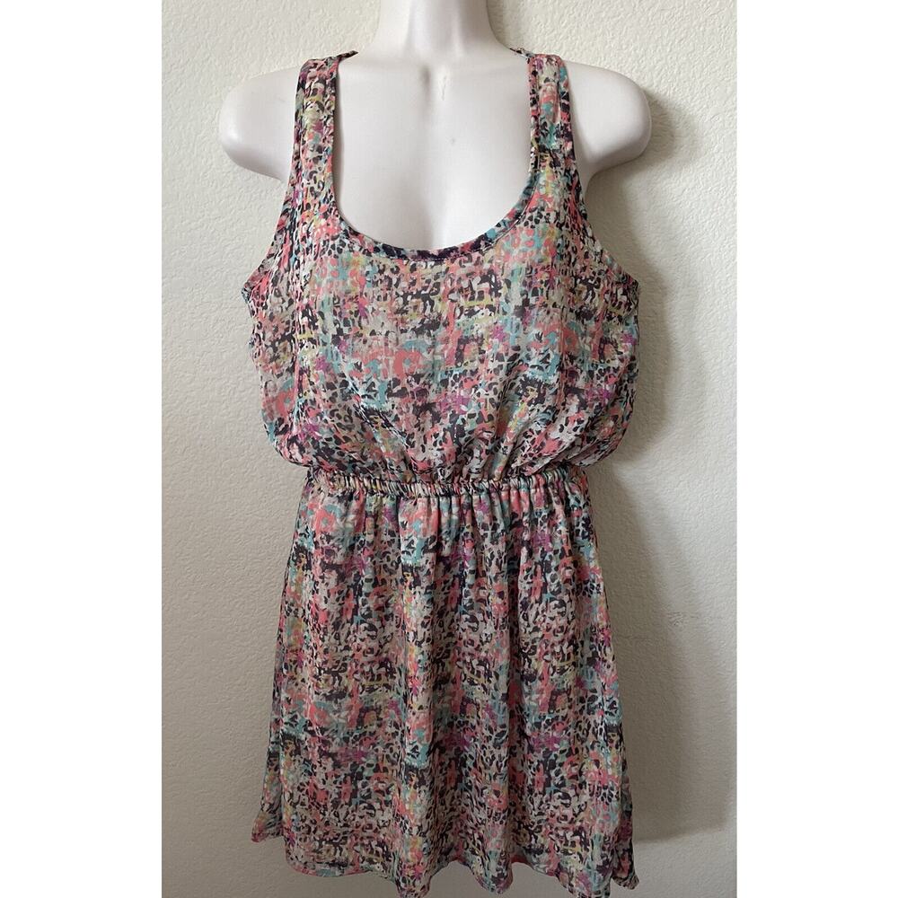 Xhilaration Floral Scoop Neck Sleeveless Lined Elastic Waist Dress Size S